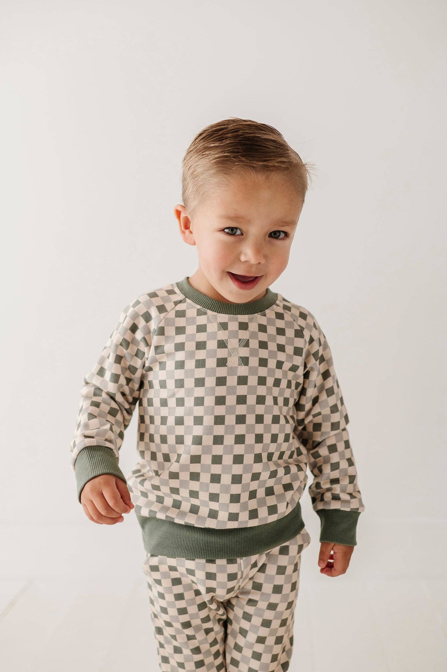 Fern Checkered Bamboo Fleece Sweatshirt