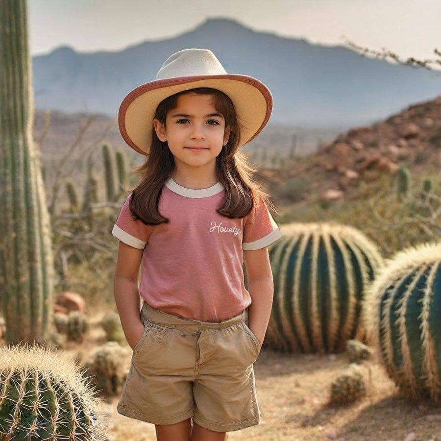 Howdy Vintage Ringer: Pink