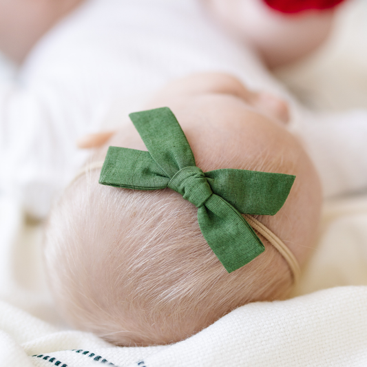 Fern Linen Baby Headband Bow