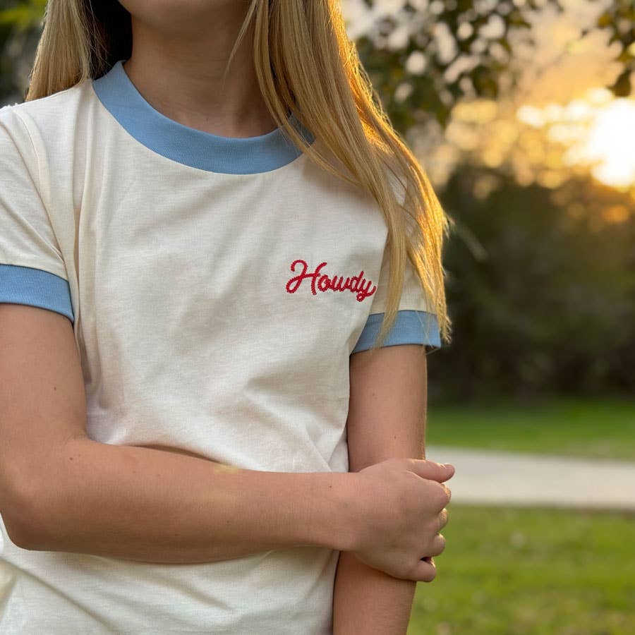 Howdy Vintage Ringer: Beige