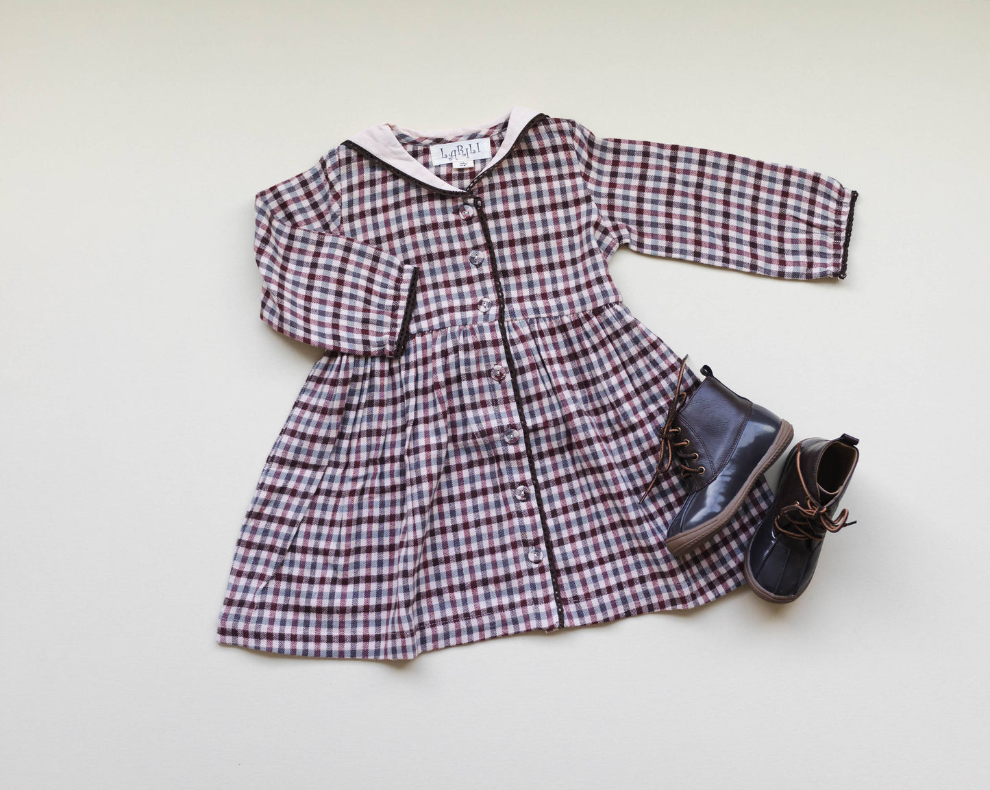 Brushed Gingham Sailor Collar Dress