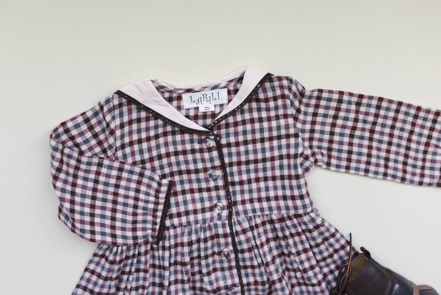 Brushed Gingham Sailor Collar Dress