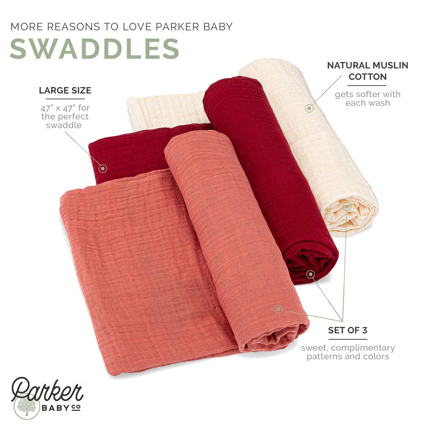 100% Muslin Swaddle Set