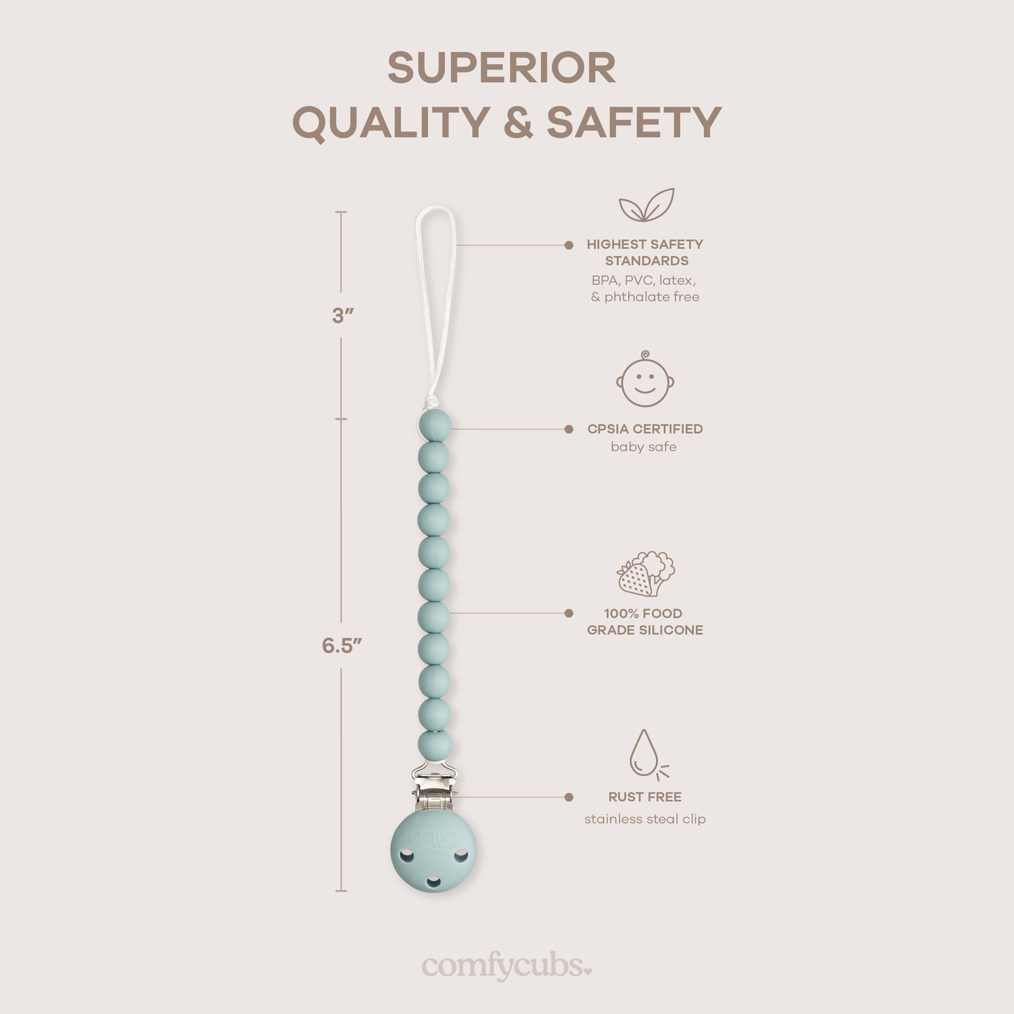 Beaded Silicone Pacifier Clip