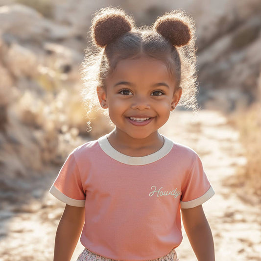 Howdy Vintage Ringer: Pink