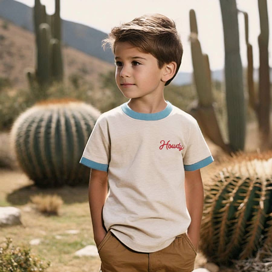 Howdy Vintage Ringer: Beige